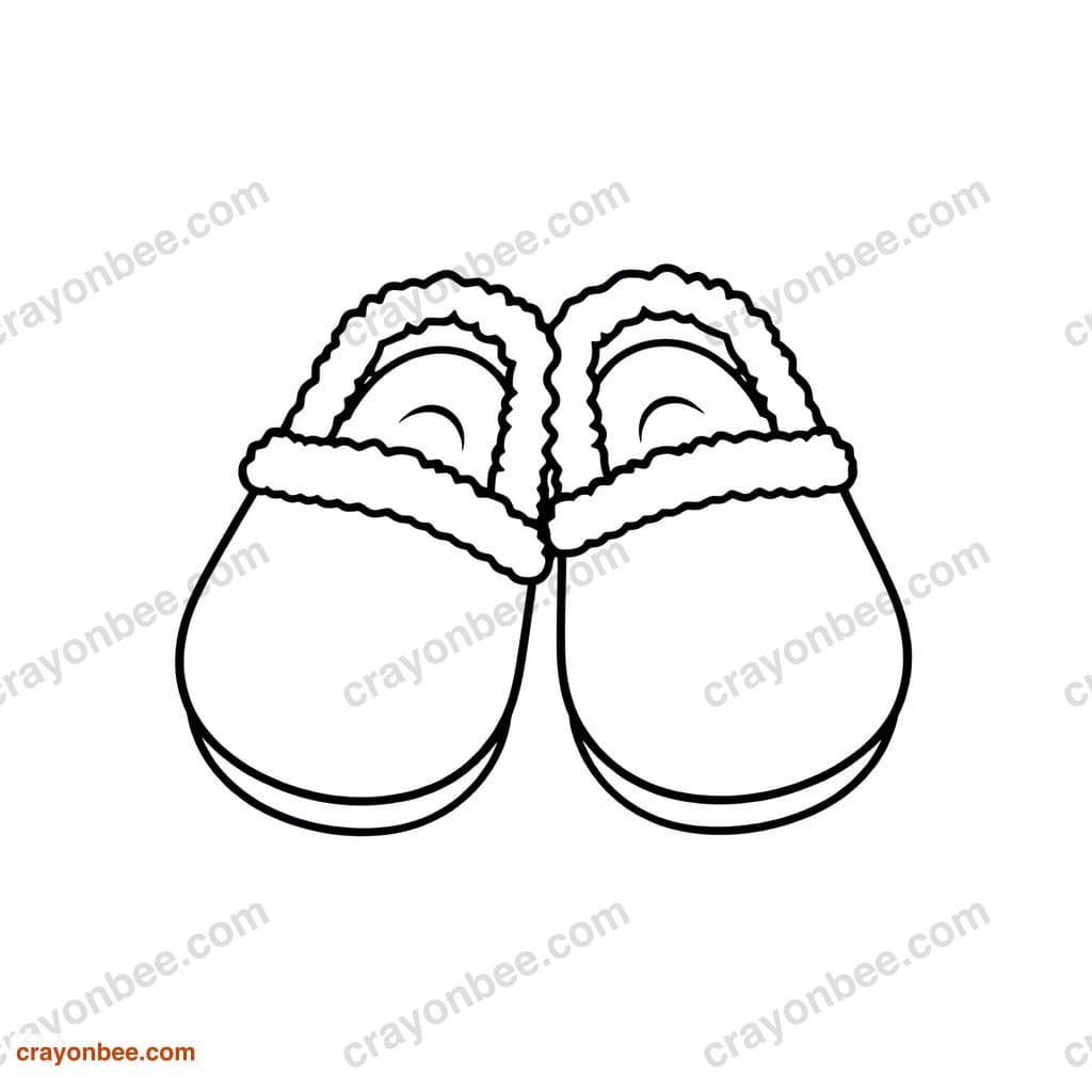 Slippers Coloring Page — Free Printable PDF