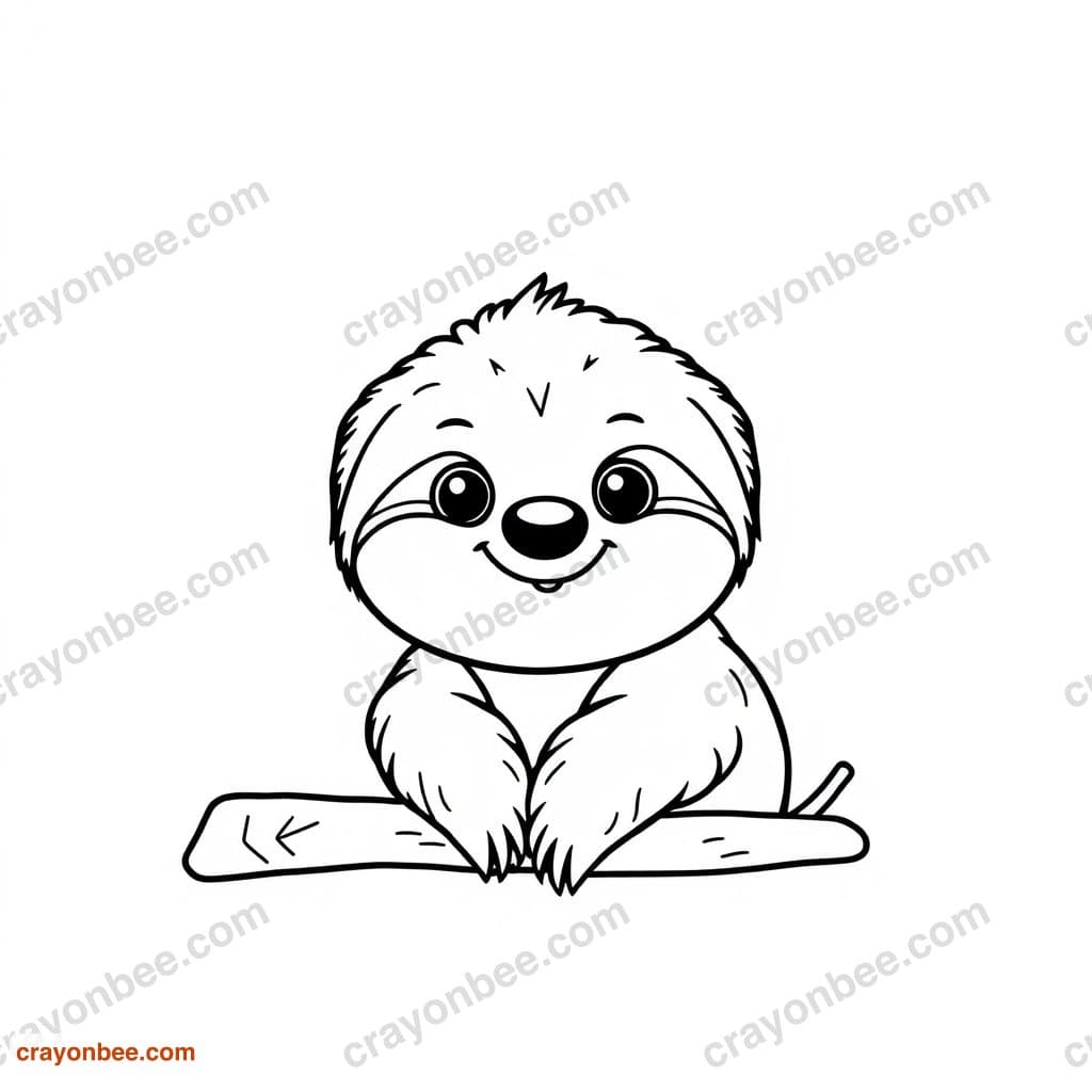Sloth Coloring Page — Free Printable PDF