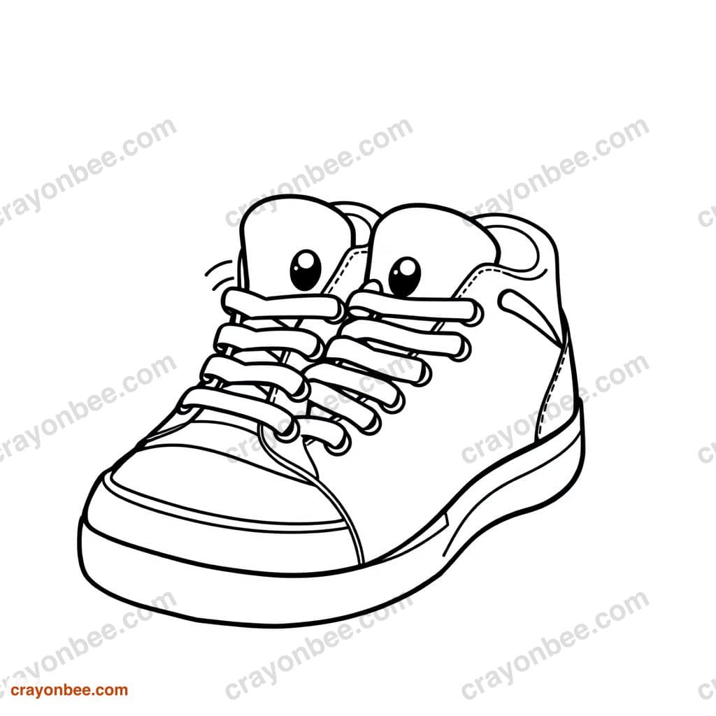 Sneakers With Laces Coloring Page — Free Printable PDF