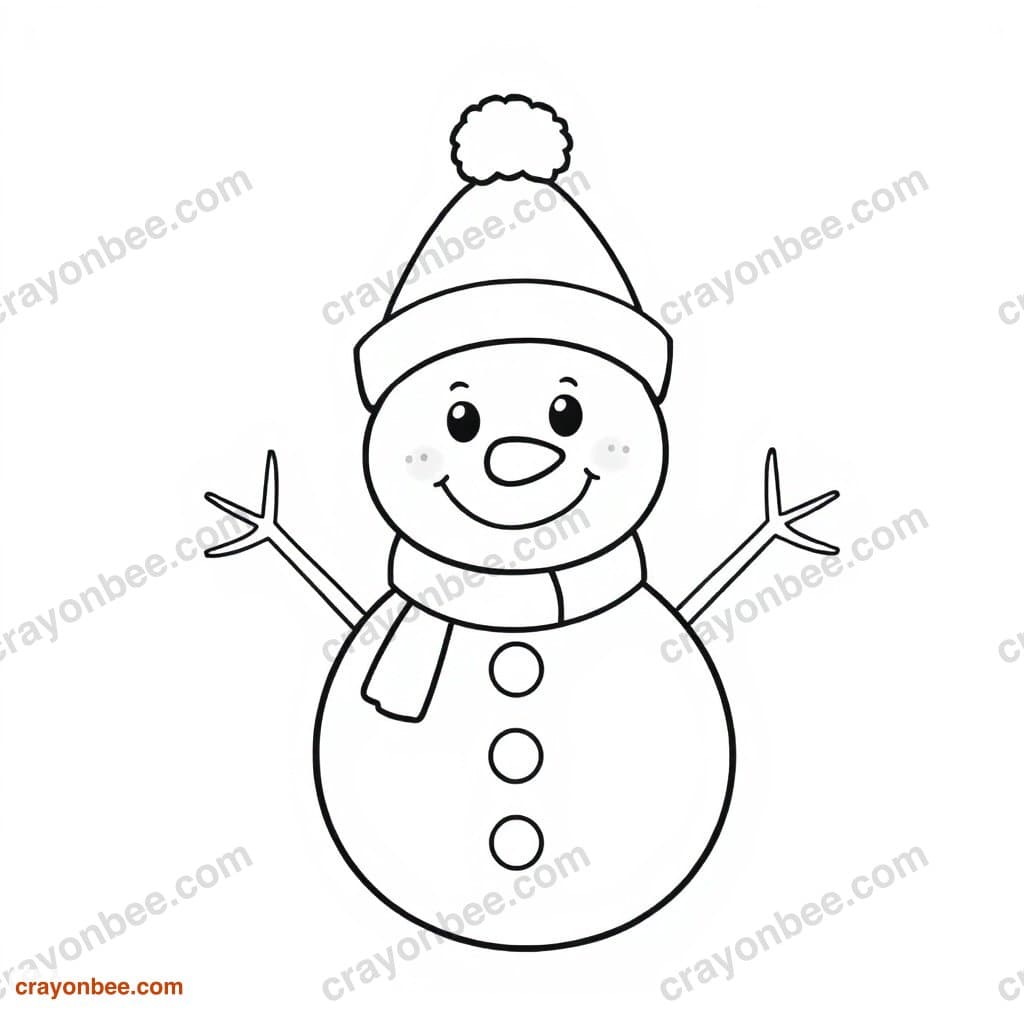 Snowman Coloring Page — Free Printable PDF