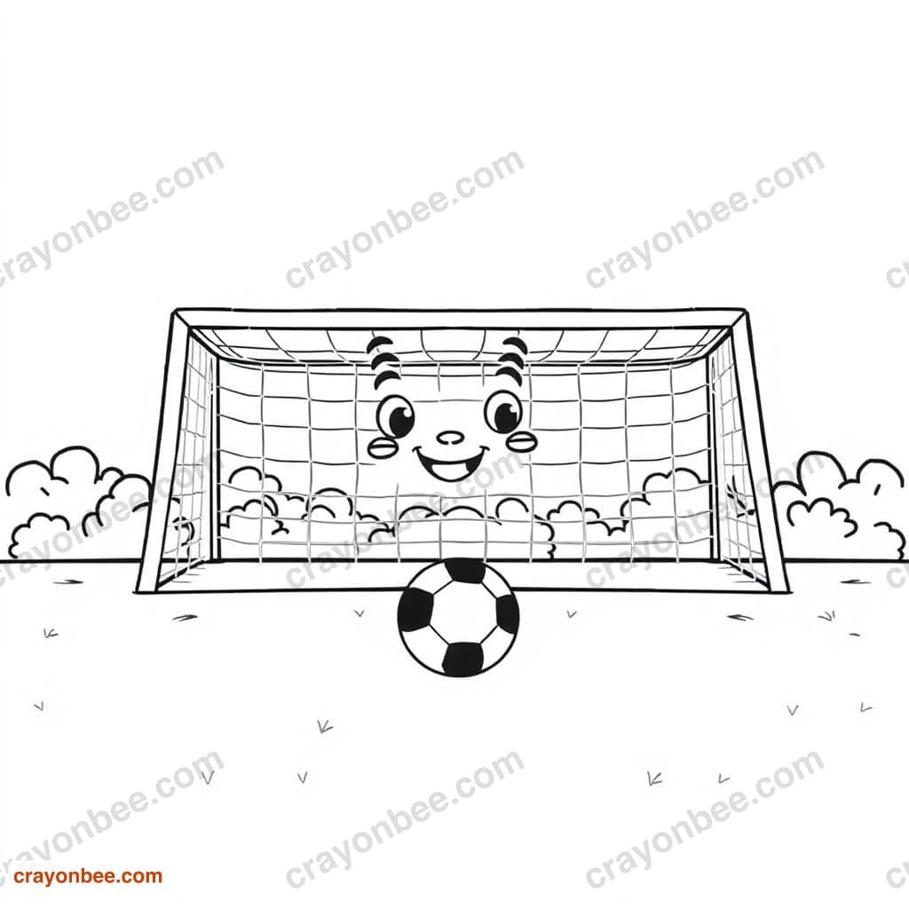 Soccer Field With Goal Coloring Page — Free Printable PDF