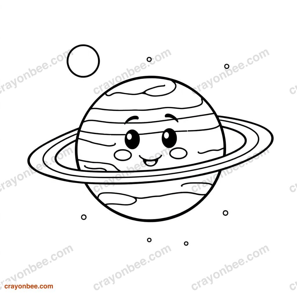 Solar System Simple Coloring Page — Free Printable PDF