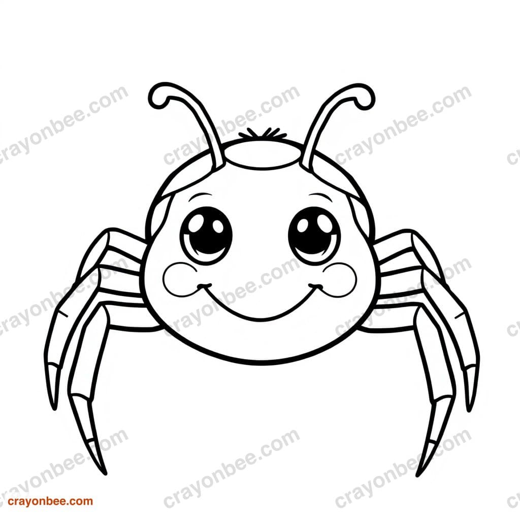 Spider Friendly Face Coloring Page — Free Printable PDF