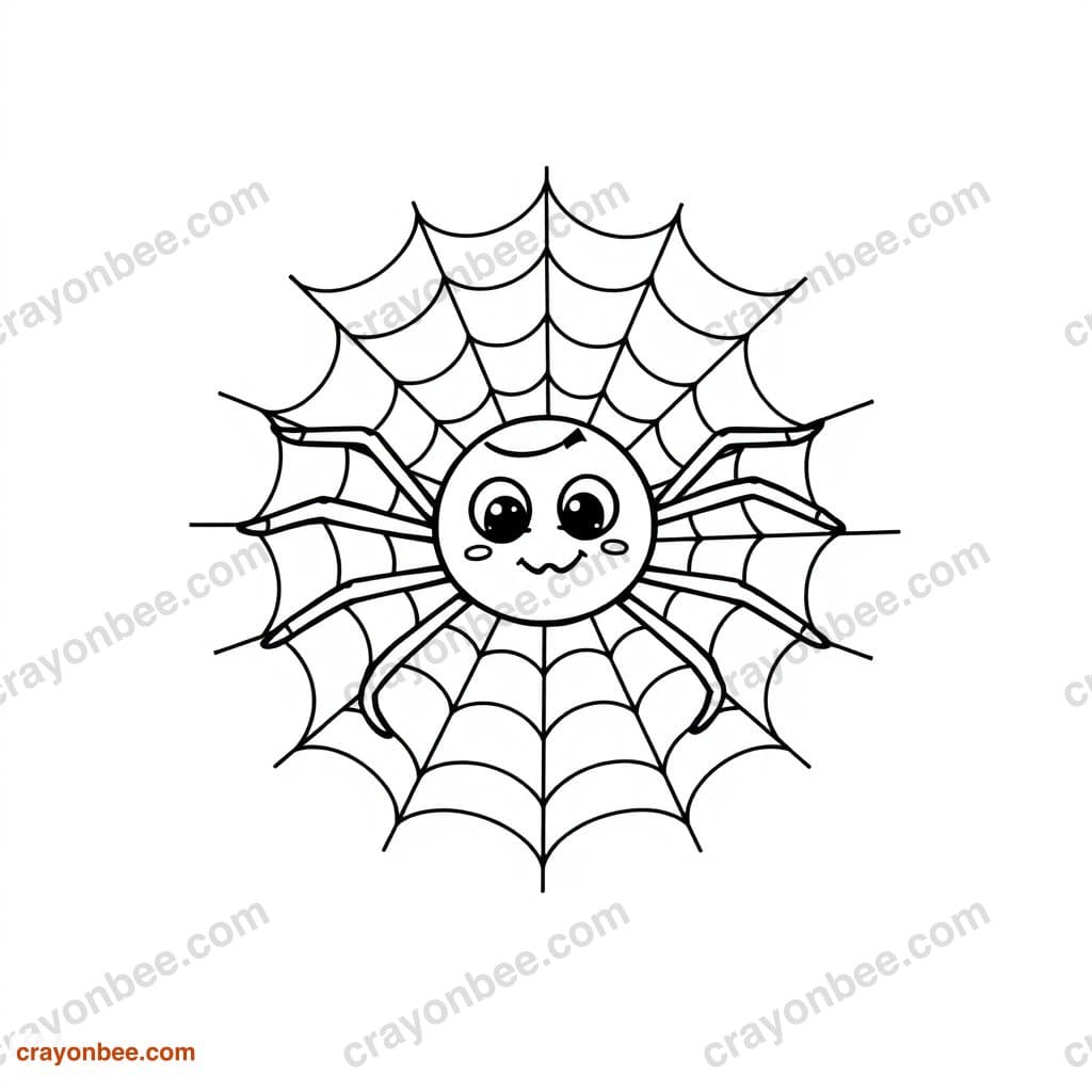Spider Web Coloring Page — Free Printable PDF