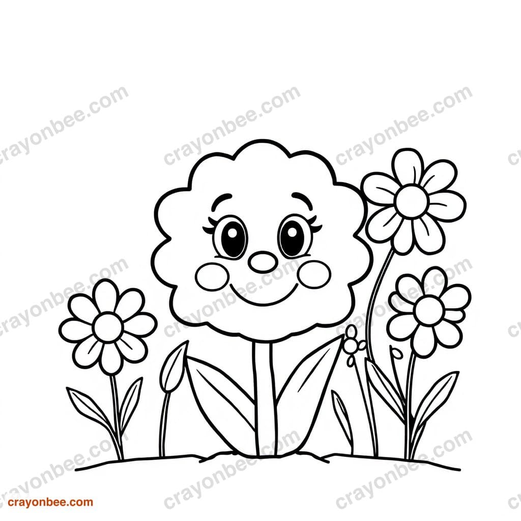 Spring Flowers Coloring Page — Free Printable PDF