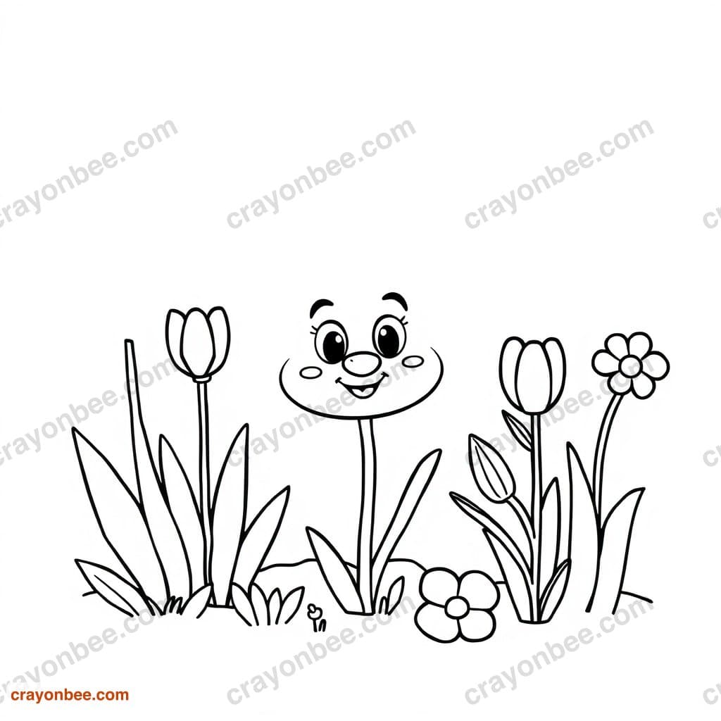 Spring Garden Coloring Page — Free Printable PDF