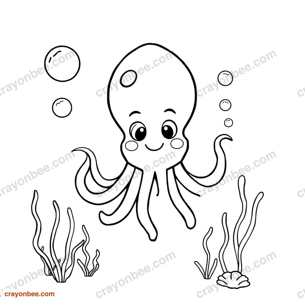 Squid Coloring Page — Free Printable PDF