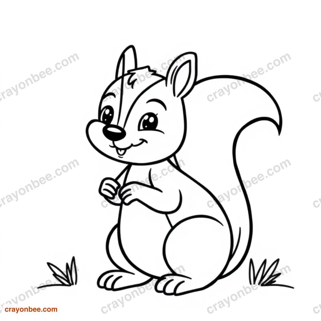 Squirrel Coloring Page — Free Printable PDF
