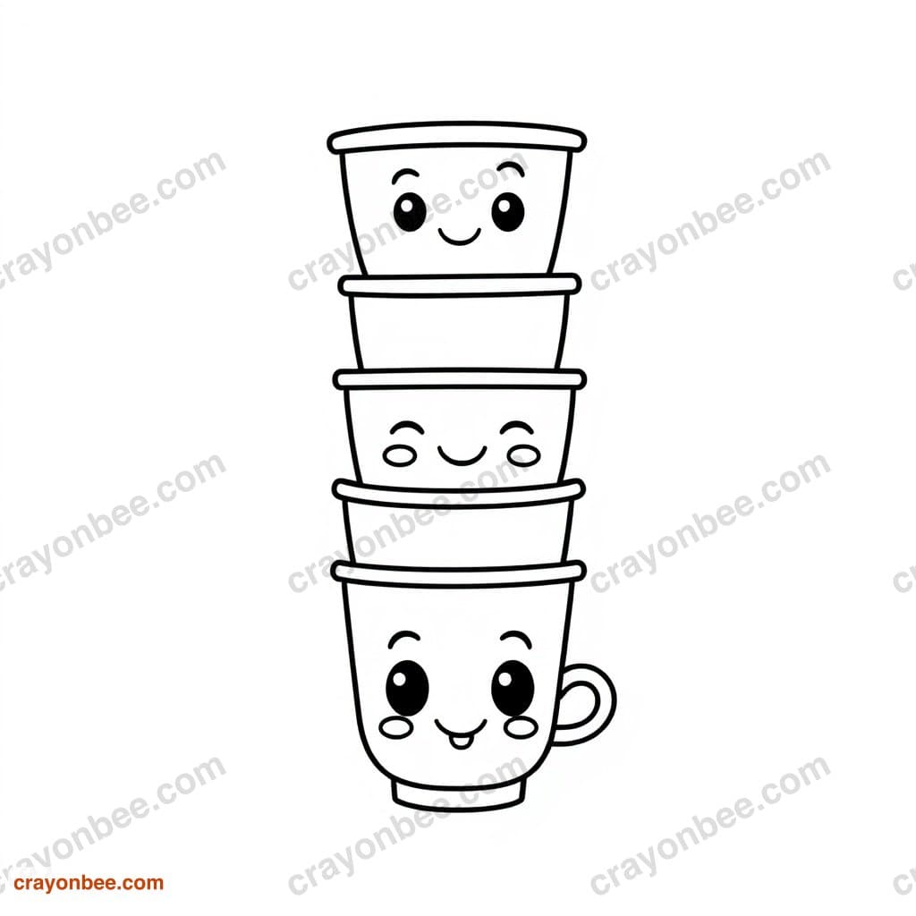 Stacking Cups Coloring Page — Free Printable PDF