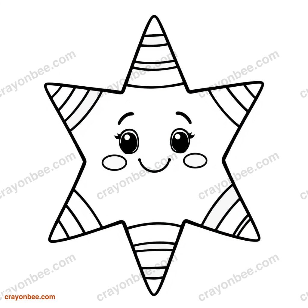 Star With Stripes Coloring Page — Free Printable PDF