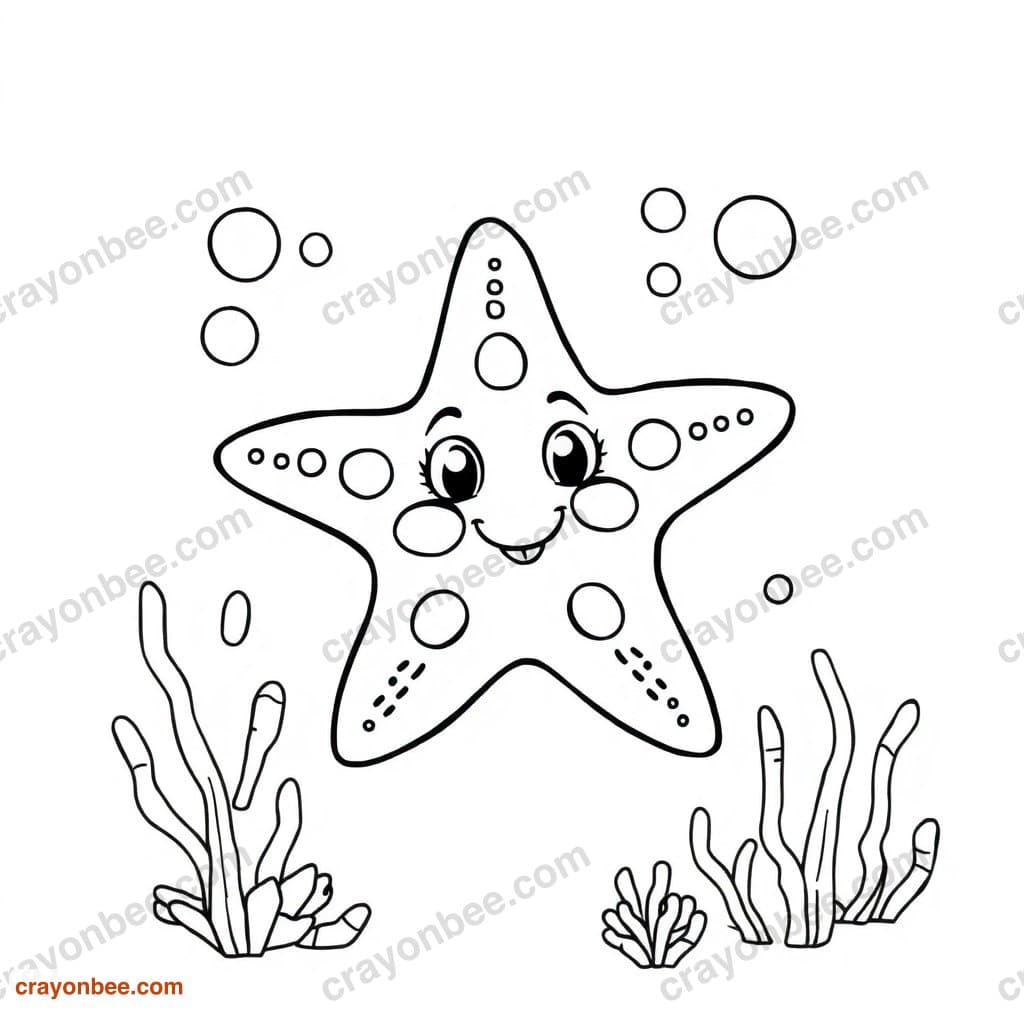 Starfish Coloring Page — Free Printable PDF