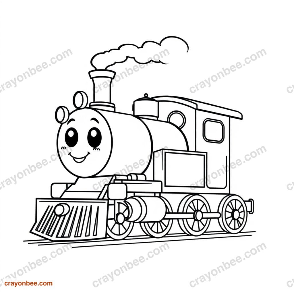 Steam Train Coloring Page — Free Printable PDF