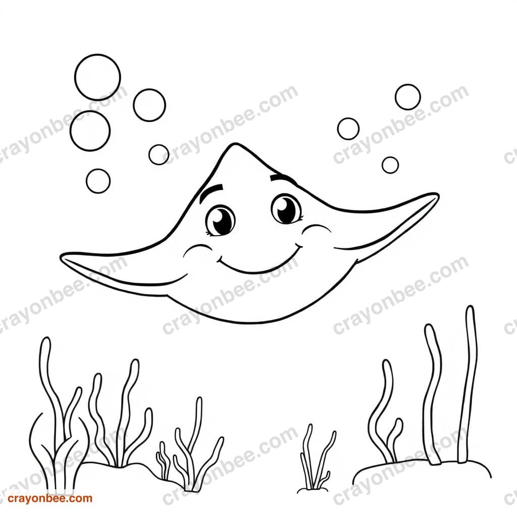 Stingray Coloring Page — Free Printable PDF