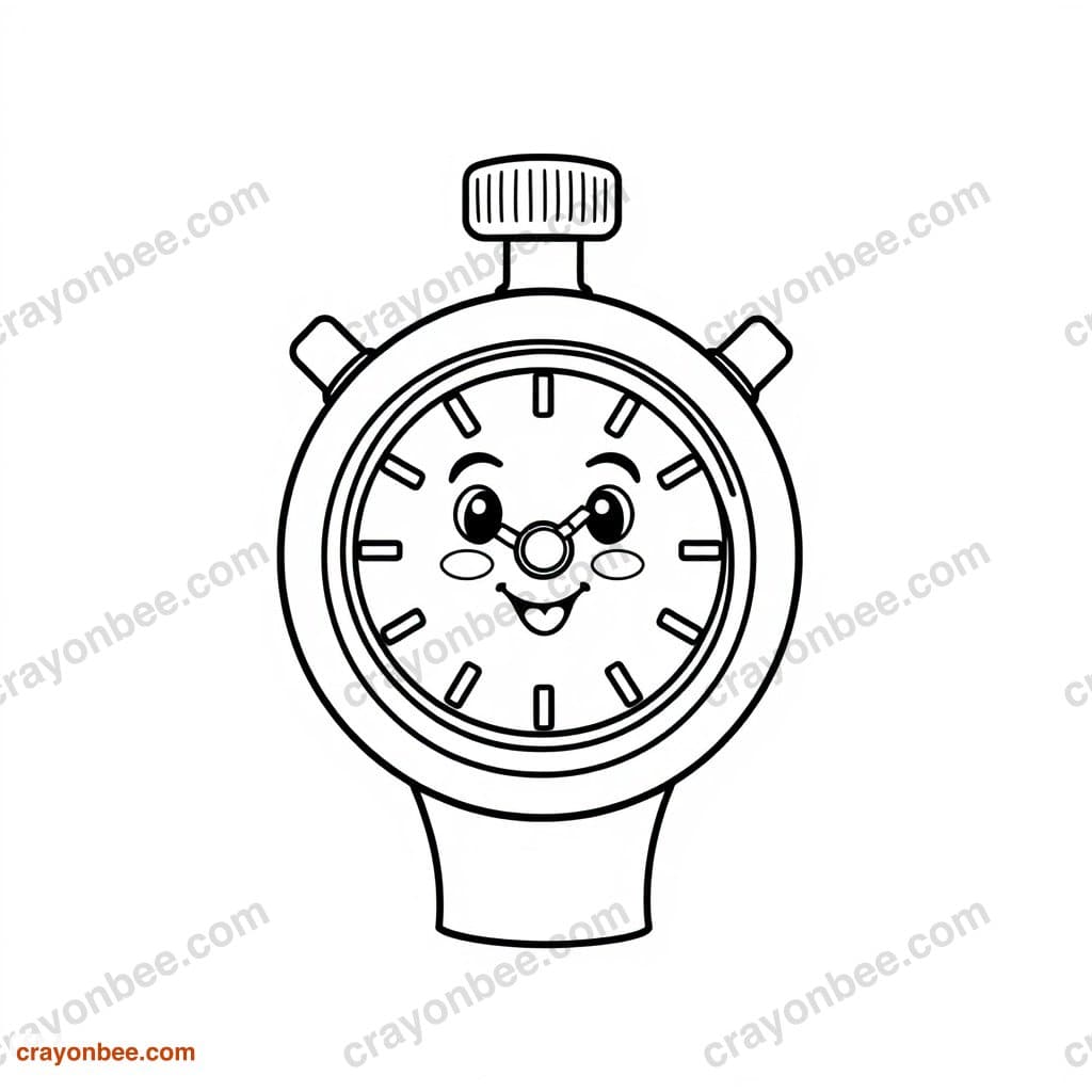 Stopwatch Coloring Page — Free Printable PDF