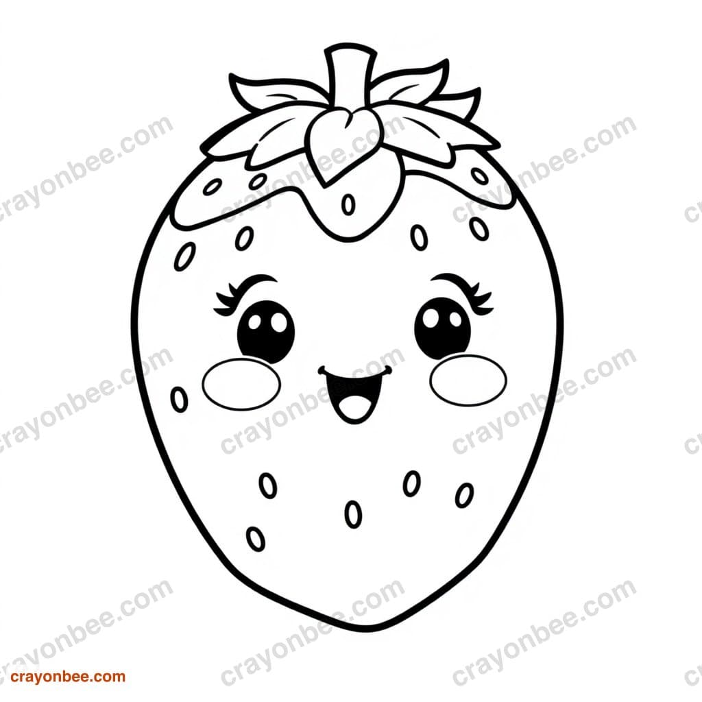 Strawberry Coloring Page — Free Printable PDF