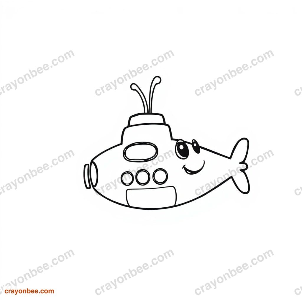 Submarine Coloring Page — Free Printable PDF