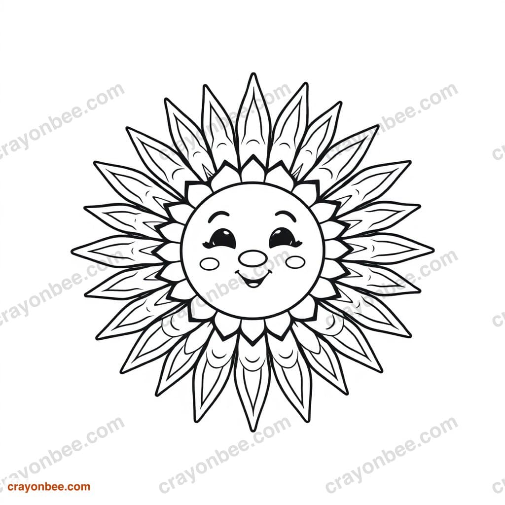 Sun Mandala Coloring Page — Free Printable PDF