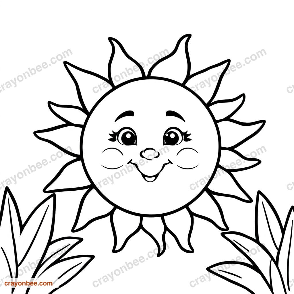 Sun With Face Coloring Page — Free Printable PDF