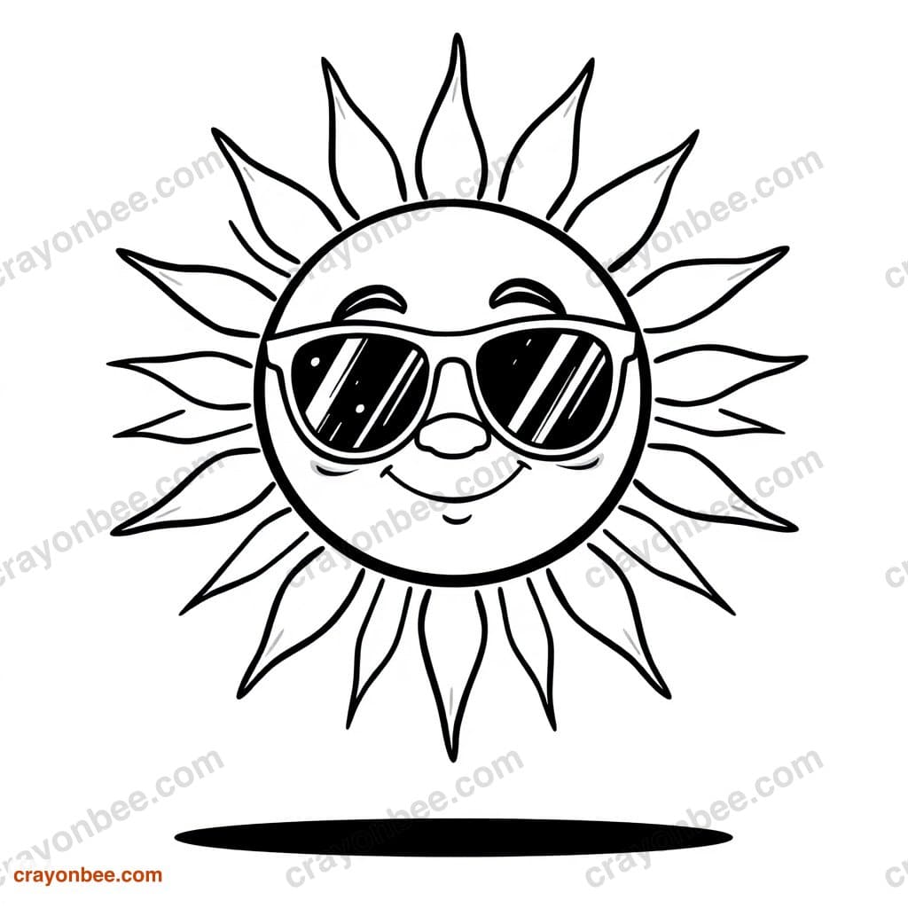 Sun With Sunglasses Coloring Page — Free Printable PDF
