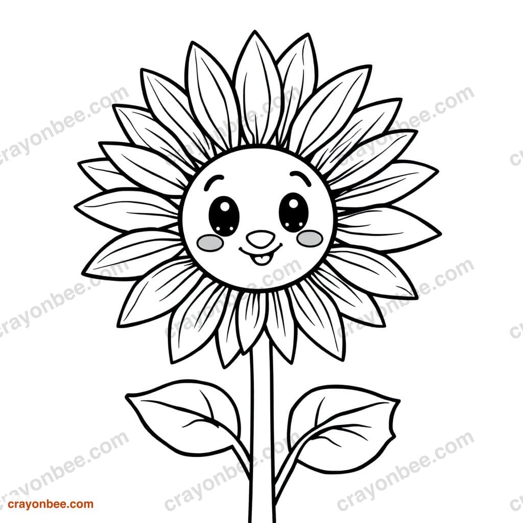Sunflower Coloring Page — Free Printable PDF