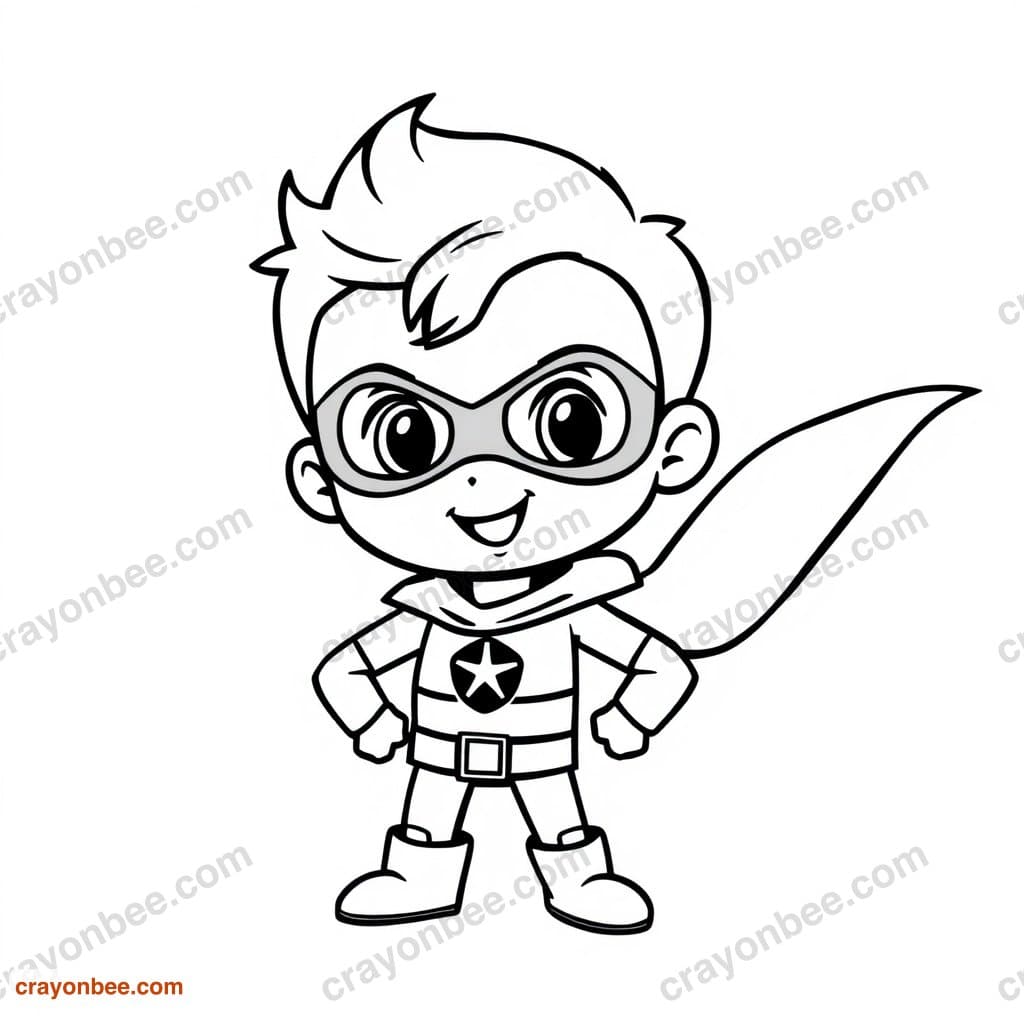 Superhero Boy Coloring Page — Free Printable PDF