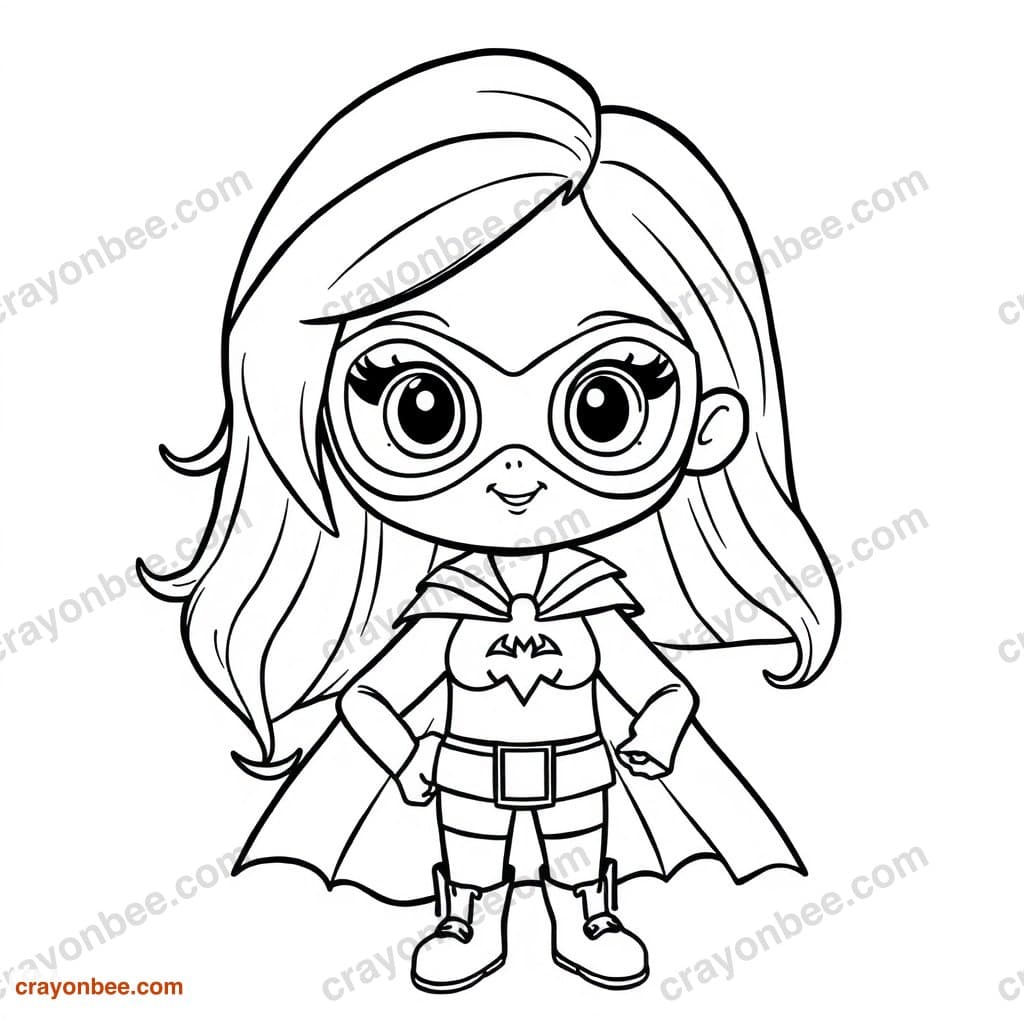 Superhero Girl Coloring Page — Free Printable PDF