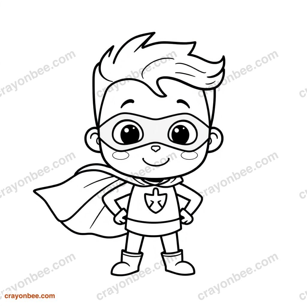 Superhero With Cape Coloring Page — Free Printable PDF