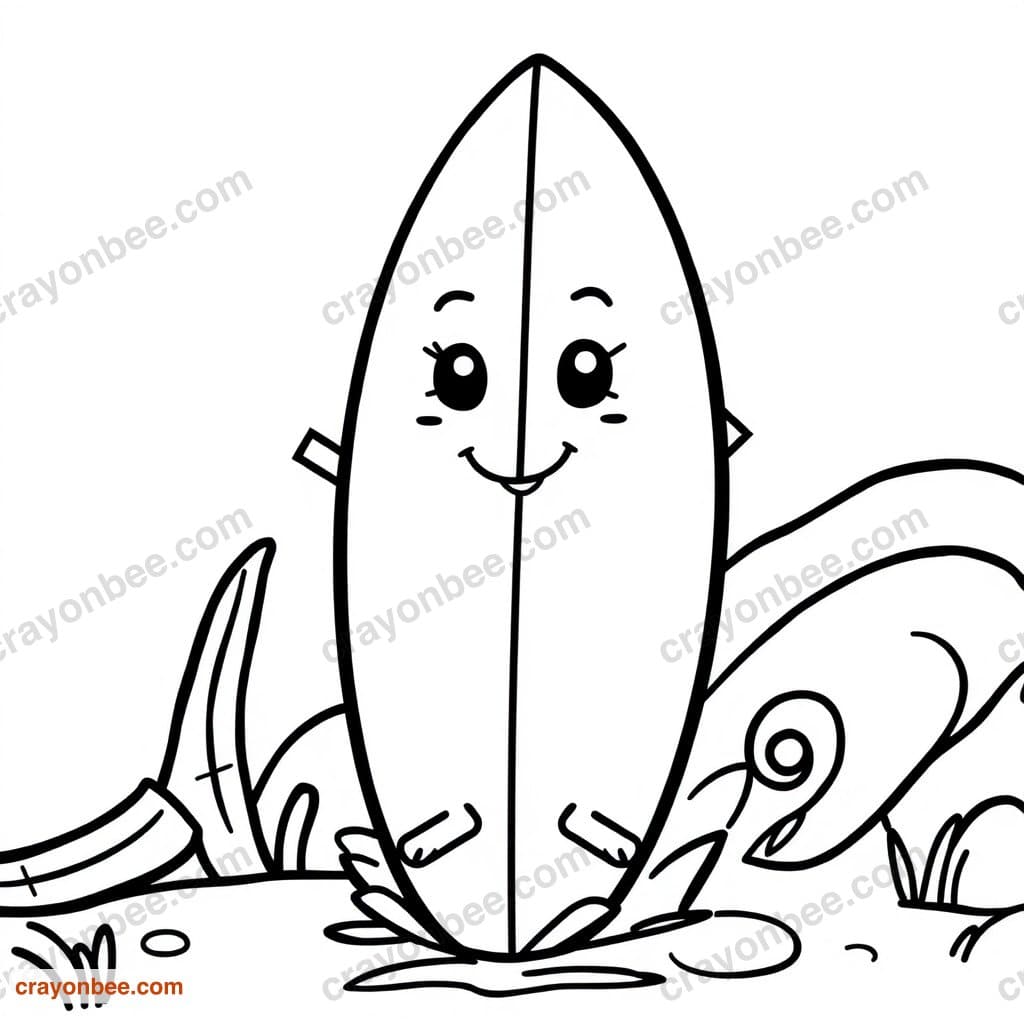 Surfboard Coloring Page — Free Printable PDF