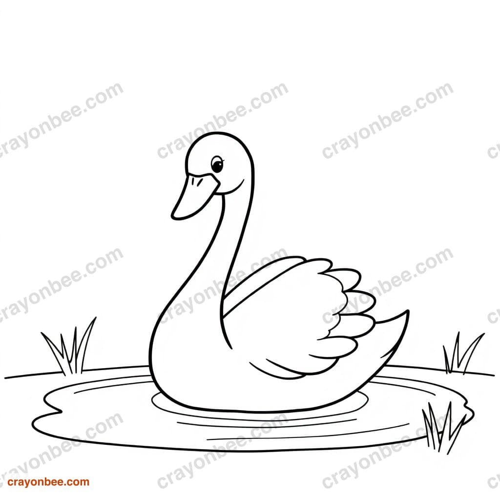 Swan On Lake Coloring Page — Free Printable PDF
