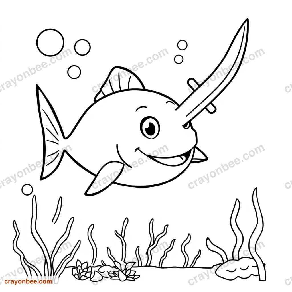 Swordfish Coloring Page — Free Printable PDF