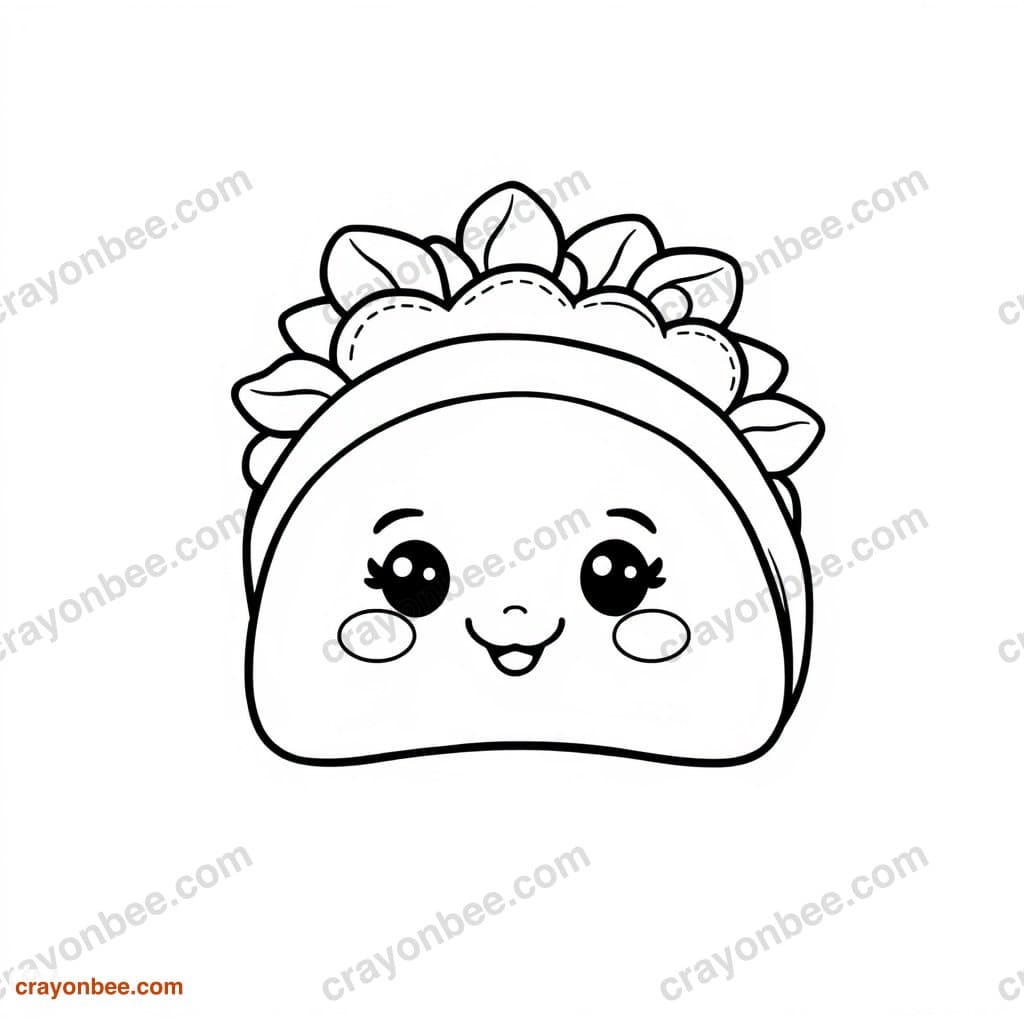 Taco Coloring Page — Free Printable PDF