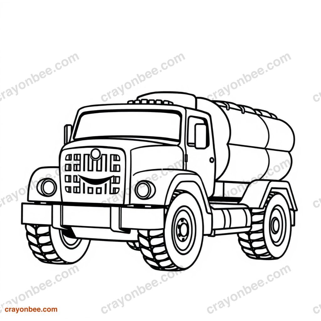 Tank Truck Coloring Page — Free Printable PDF