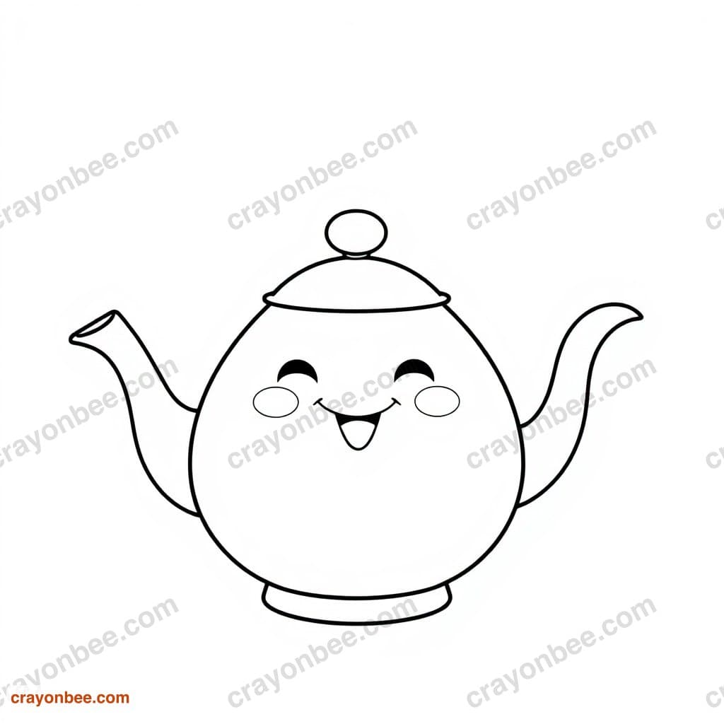 Teapot Whistling Coloring Page — Free Printable PDF