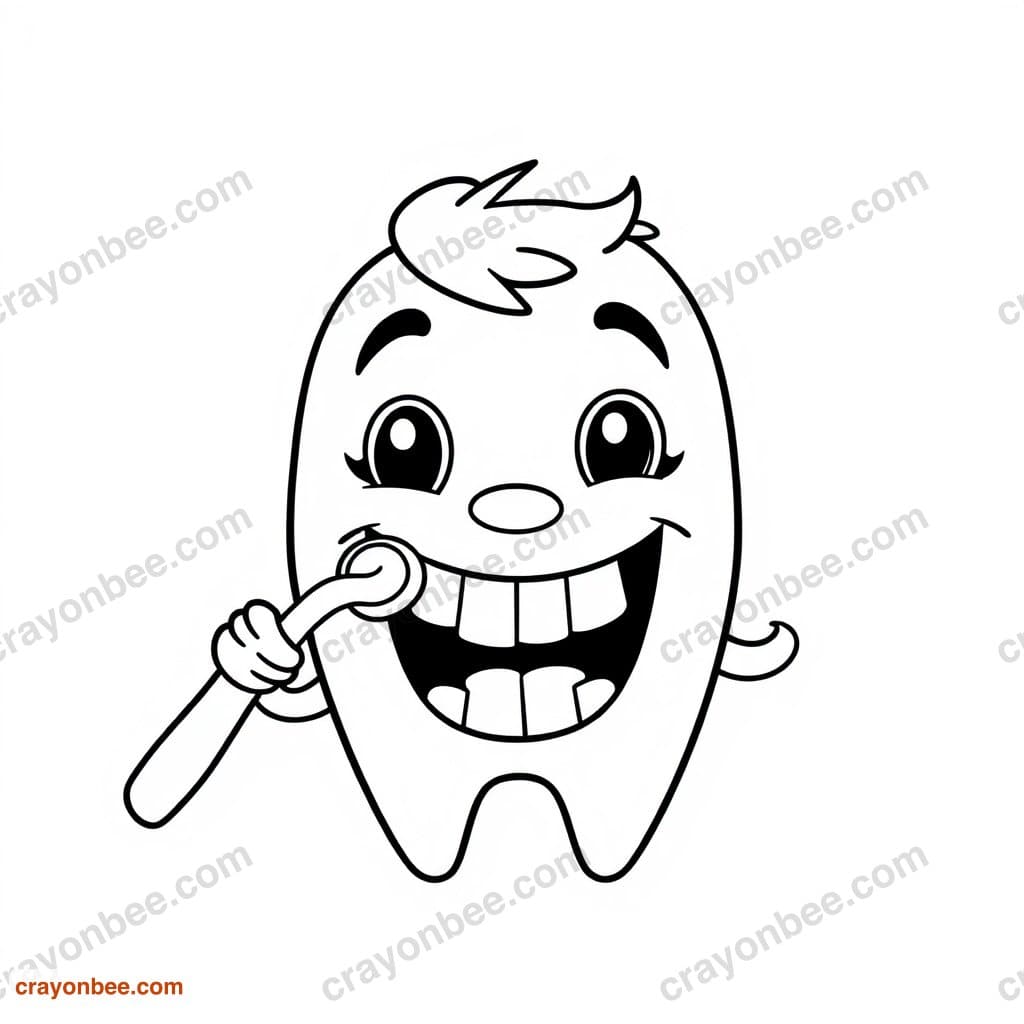Teeth Brushing Coloring Page — Free Printable PDF