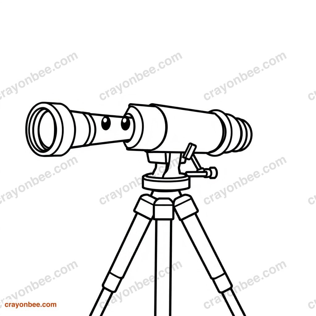 Telescope On Tripod Coloring Page — Free Printable PDF