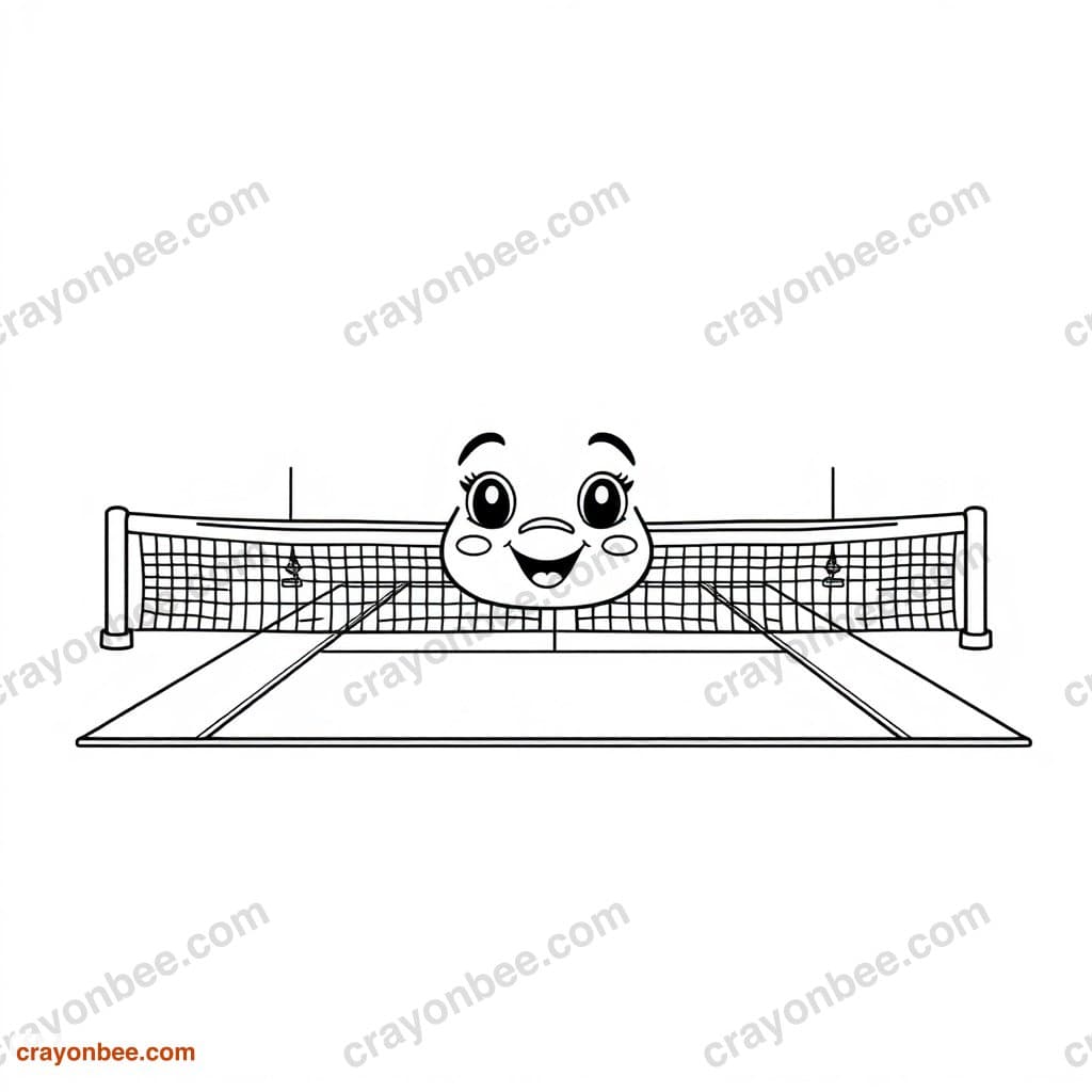 Tennis Court Coloring Page — Free Printable PDF