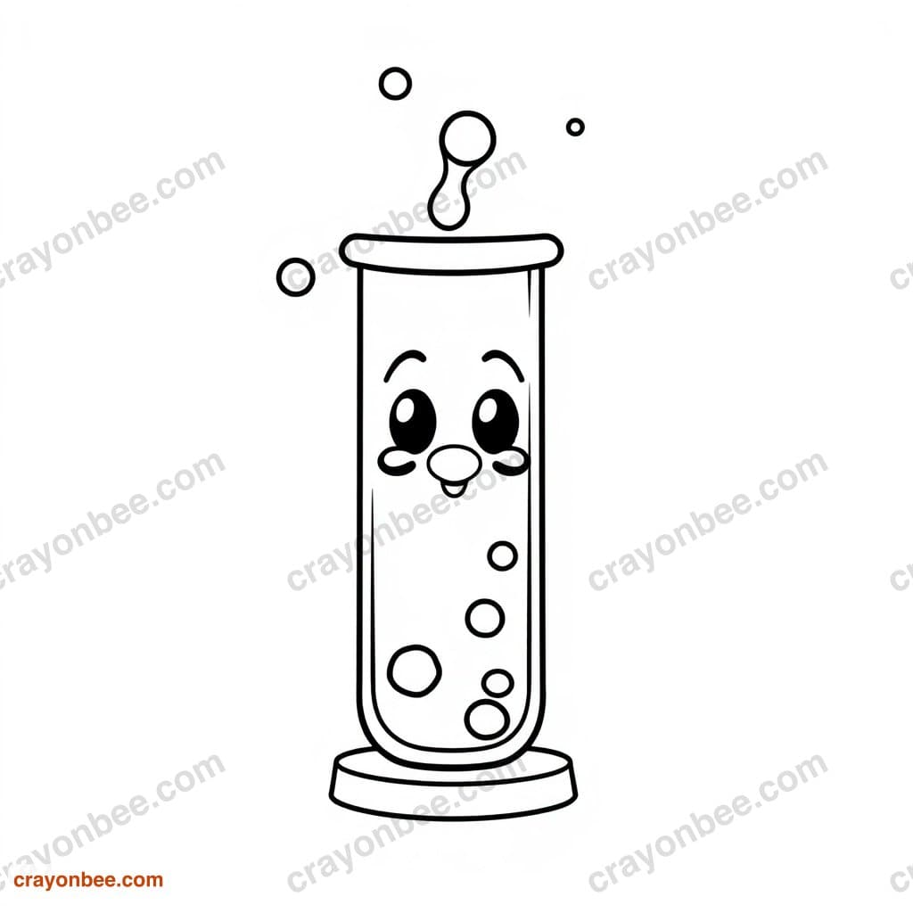 Test Tube Bubbling Coloring Page — Free Printable PDF