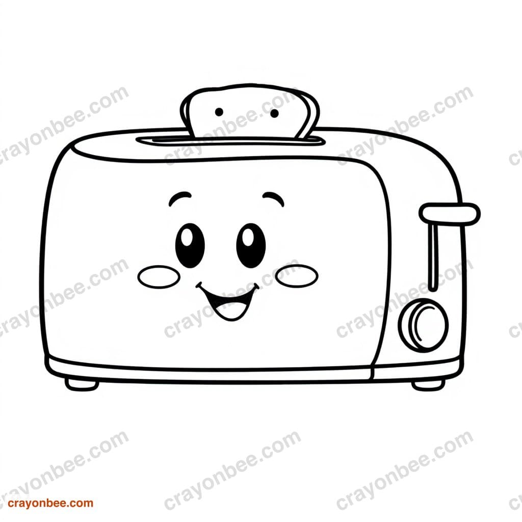 Toaster With Toast Coloring Page — Free Printable PDF