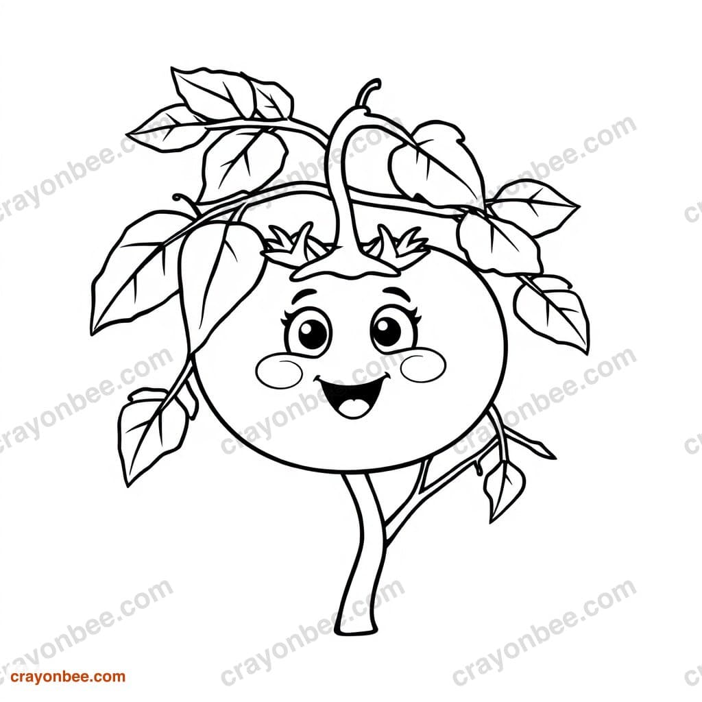 Tomato Vine Coloring Page — Free Printable PDF