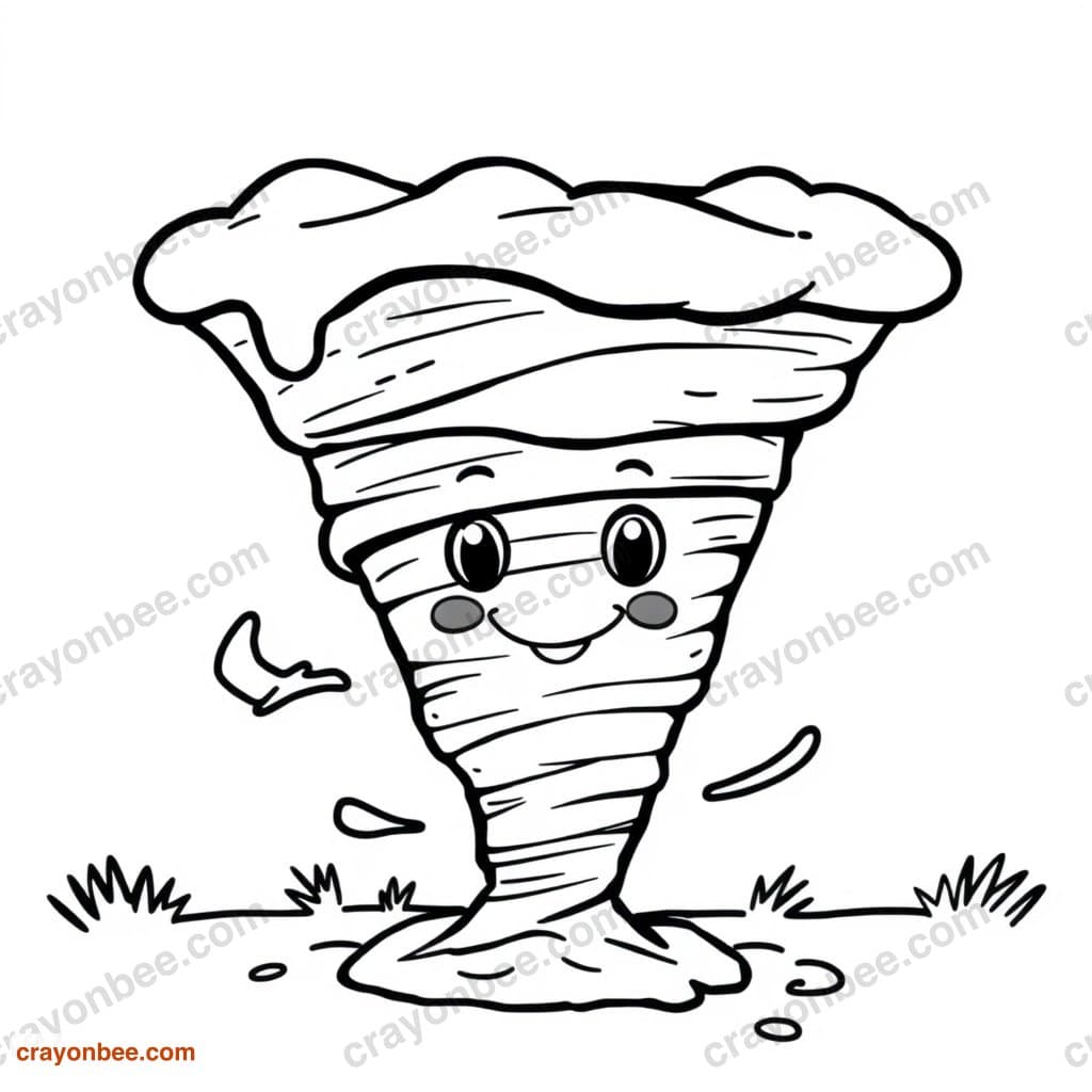 Tornado Friendly Coloring Page — Free Printable PDF