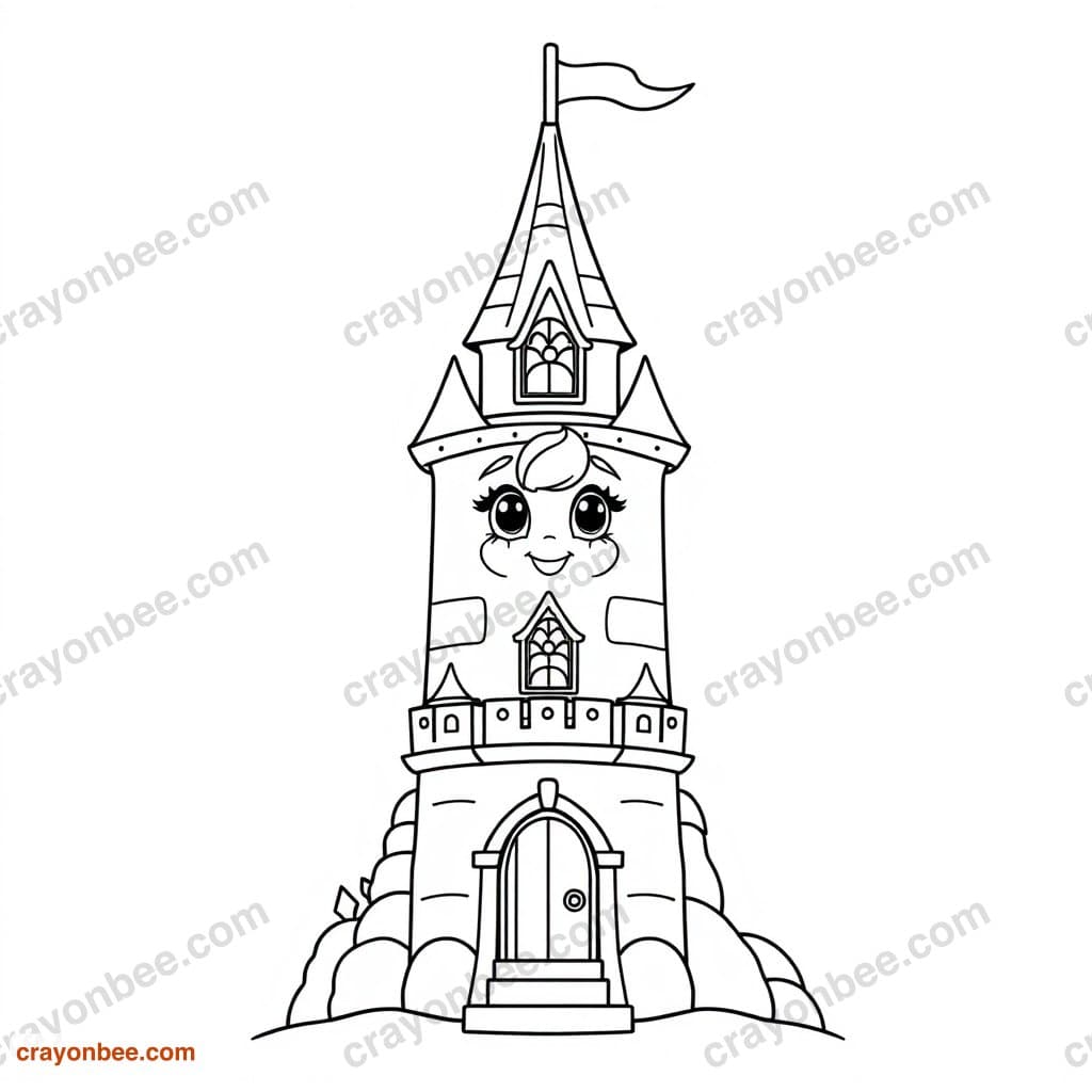 Tower With Princess Coloring Page — Free Printable PDF