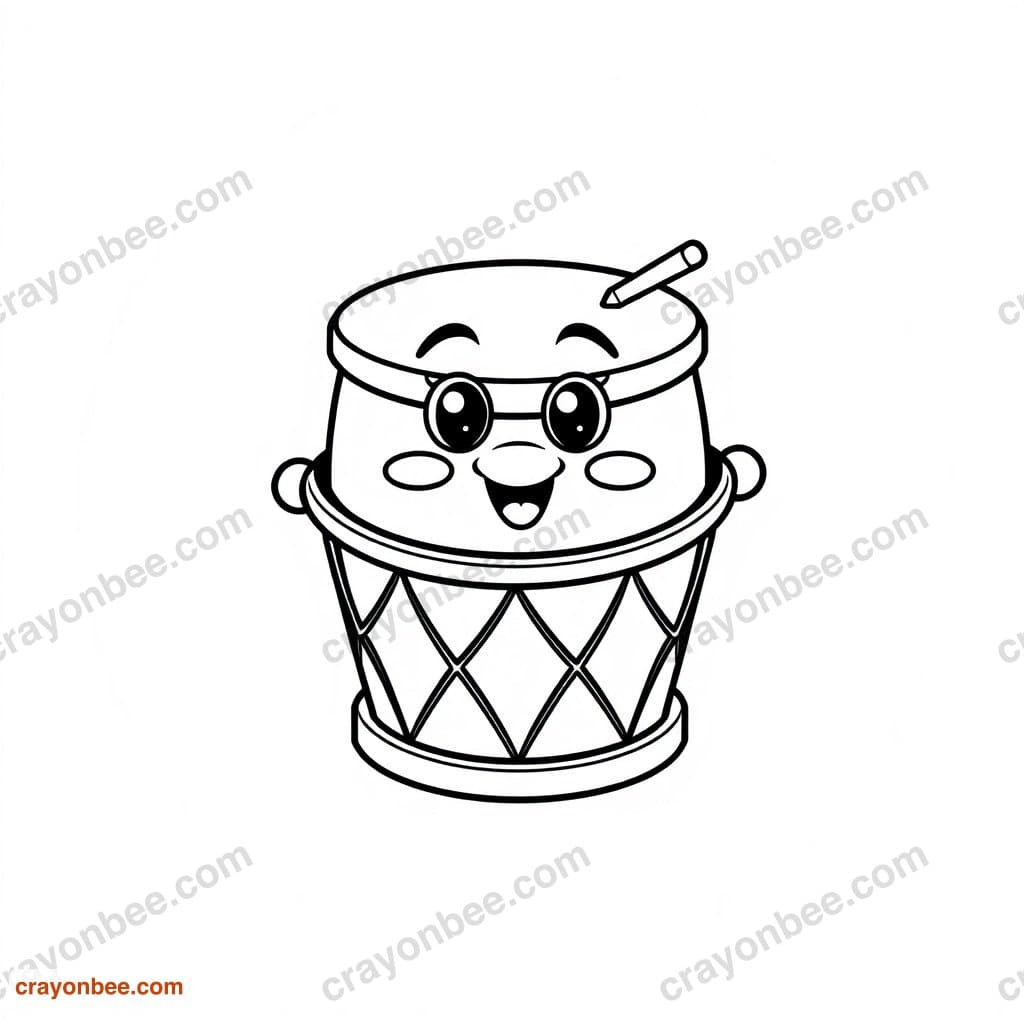 Toy Drum Coloring Page — Free Printable PDF