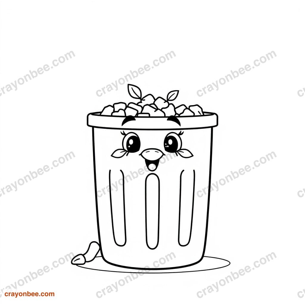 Trash Being Recycled Coloring Page — Free Printable PDF