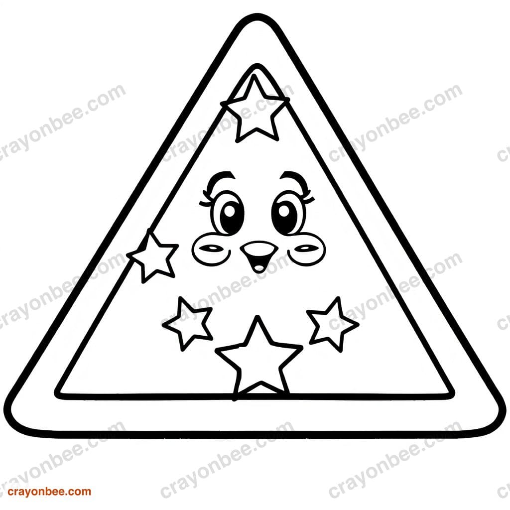 Triangle With Stars Inside Coloring Page — Free Printable PDF
