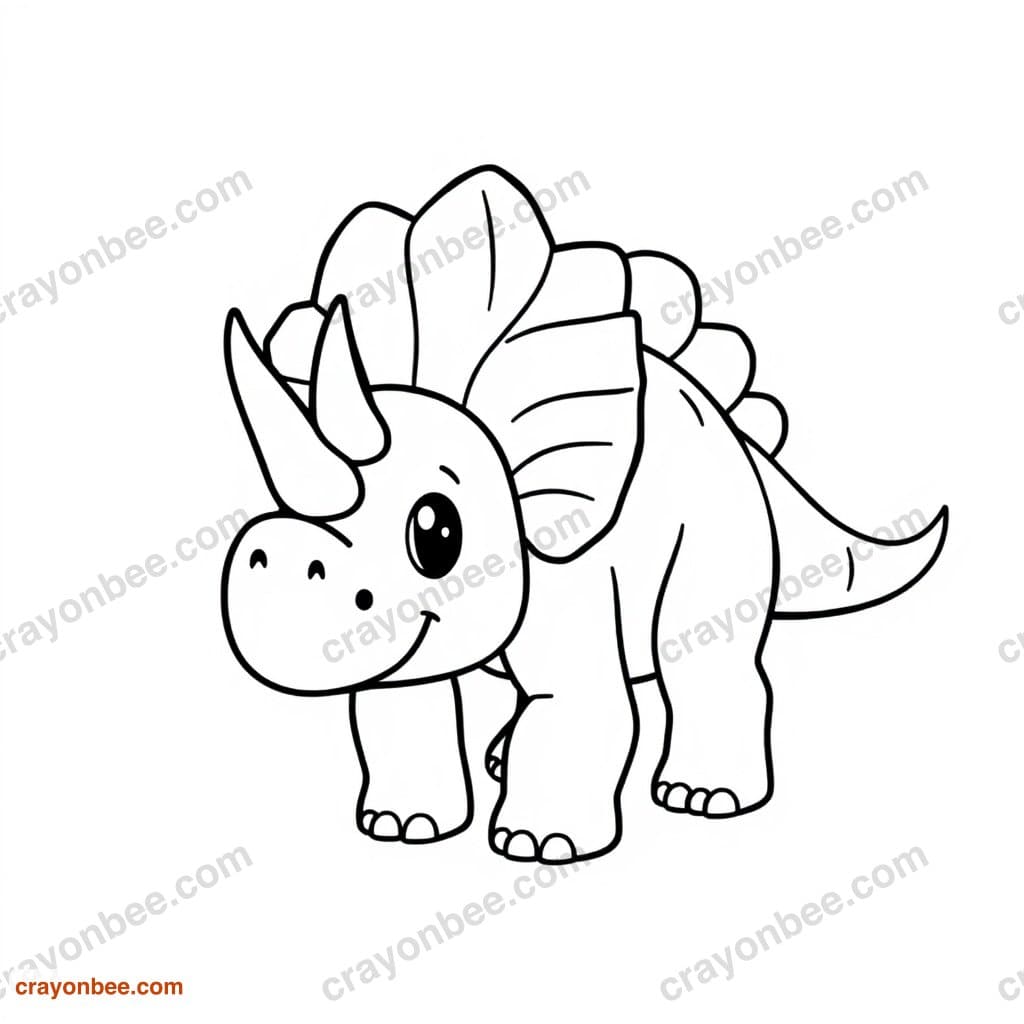Triceratops Coloring Page — Free Printable PDF