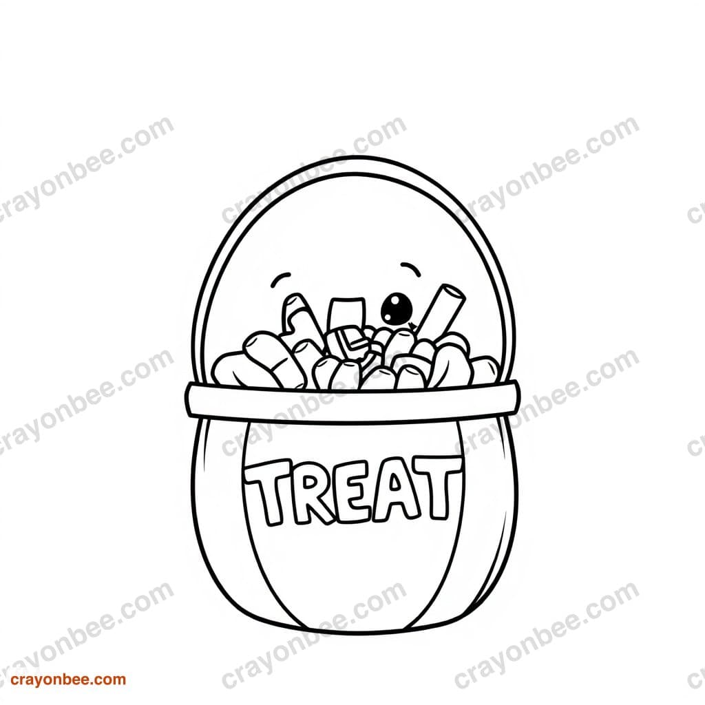 Trick Or Treat Bucket Coloring Page — Free Printable PDF