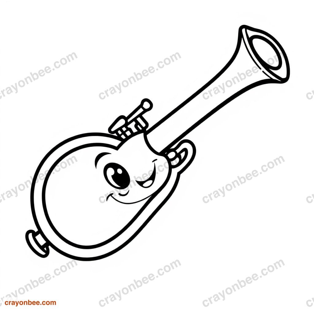 Trumpet Coloring Page — Free Printable PDF
