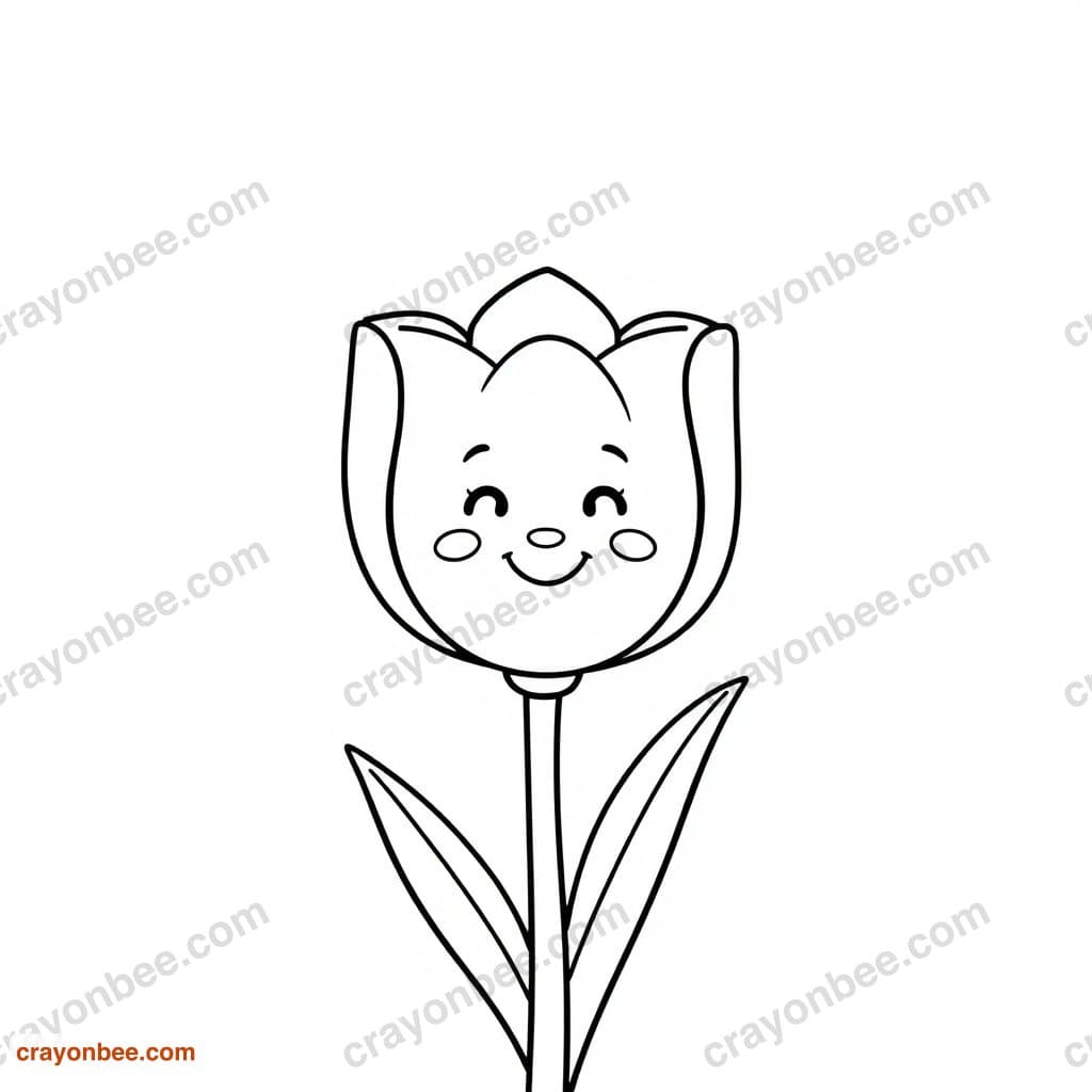 Tulip Coloring Page — Free Printable PDF