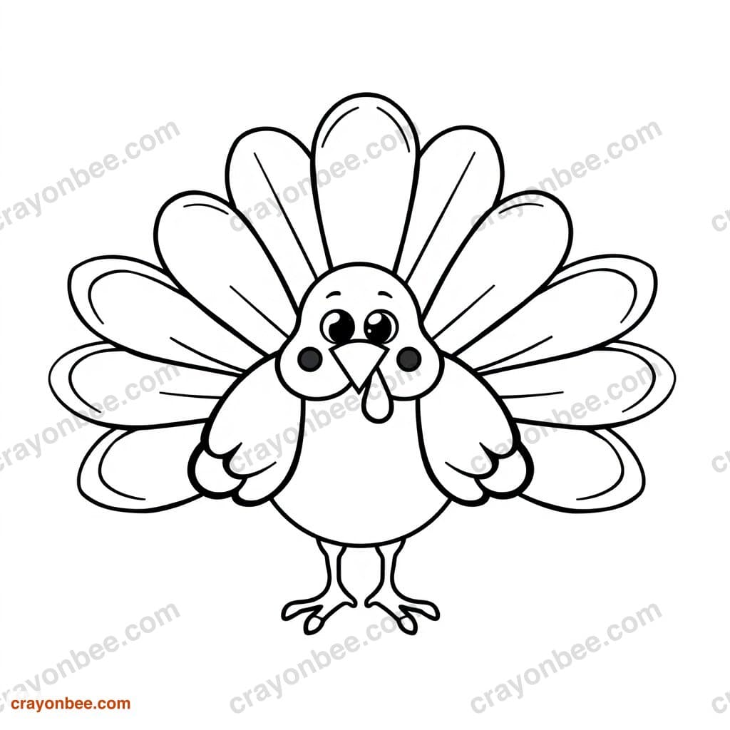 Turkey Coloring Page — Free Printable PDF