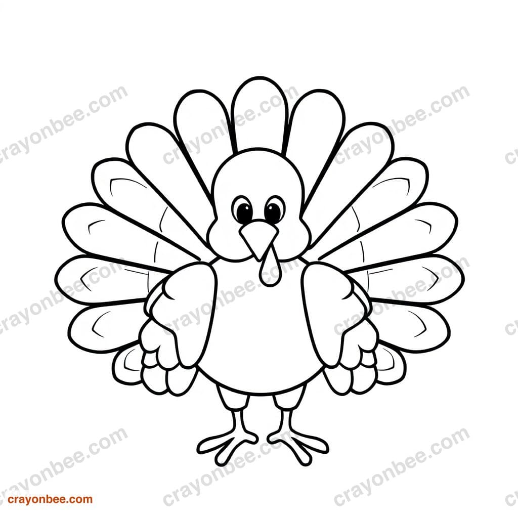 Turkey Thanksgiving Coloring Page — Free Printable PDF